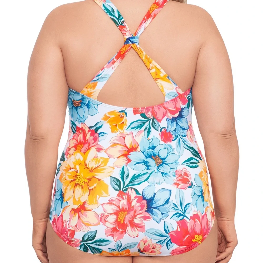 Time and Tru Floral One Piece Swimsuit - Multicolor - Picture 5 of 5
